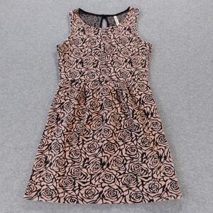 Lovemarks Anthropologie Dress Medium Pink Rose Flower Mini Stretch Made in USA